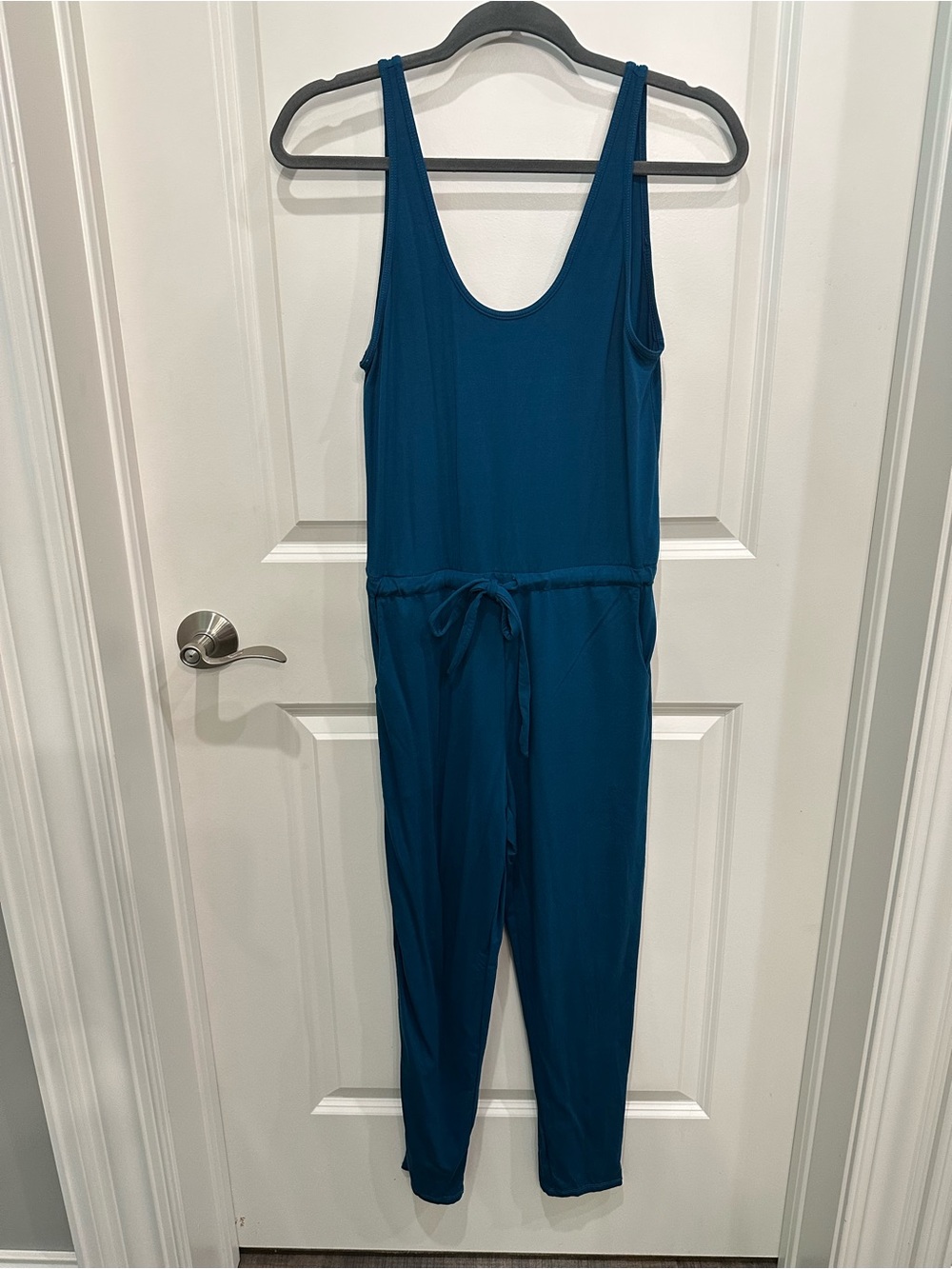 Women’s Teal Sleeveless Drawstring Jumpsuit by ETHOS
